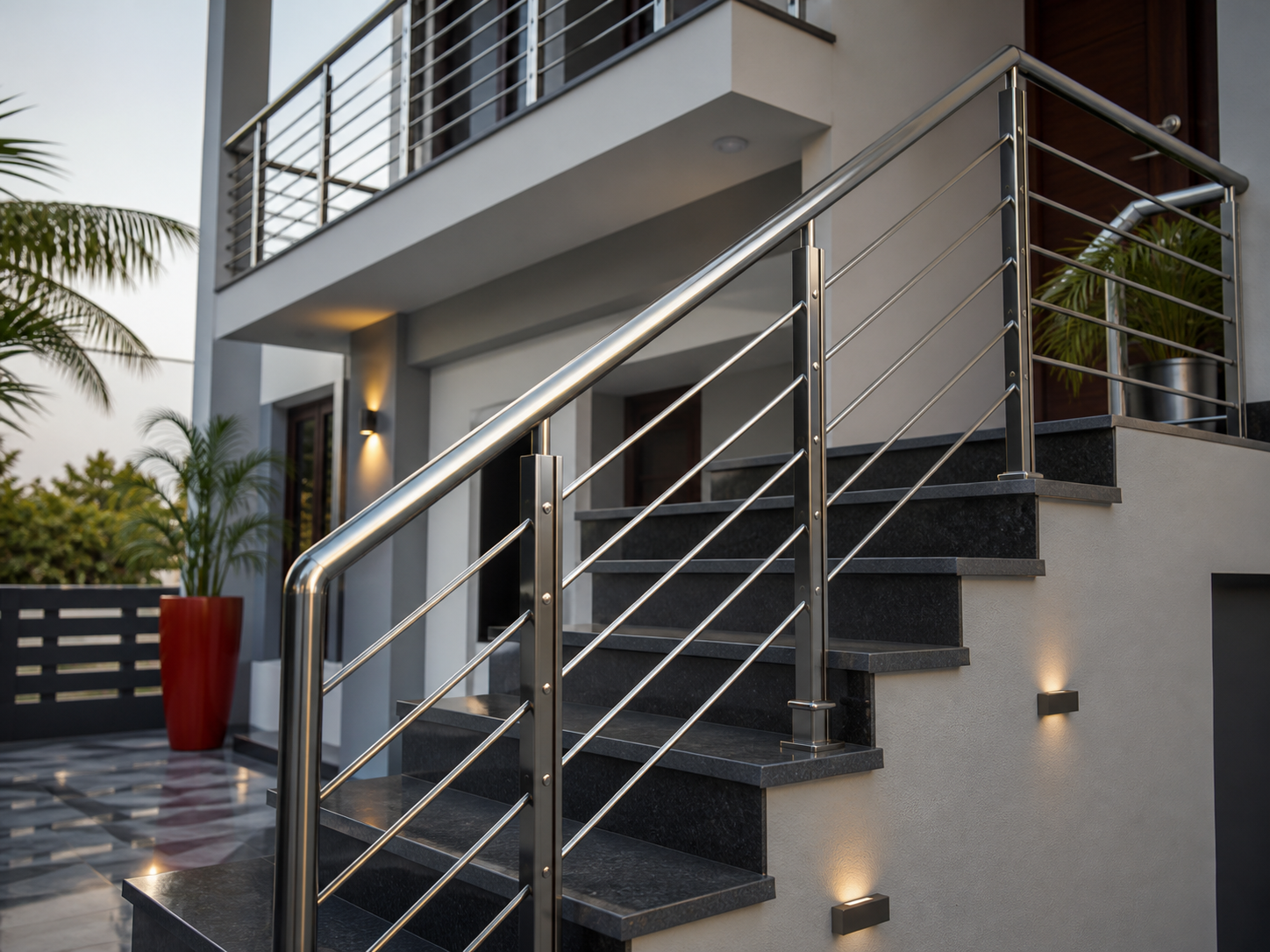 Modern steel railing for stairs and balcony